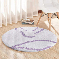 Aloha Lei Mikioi Round Carpet Purple Polynesian Tribal Tatau Pattern