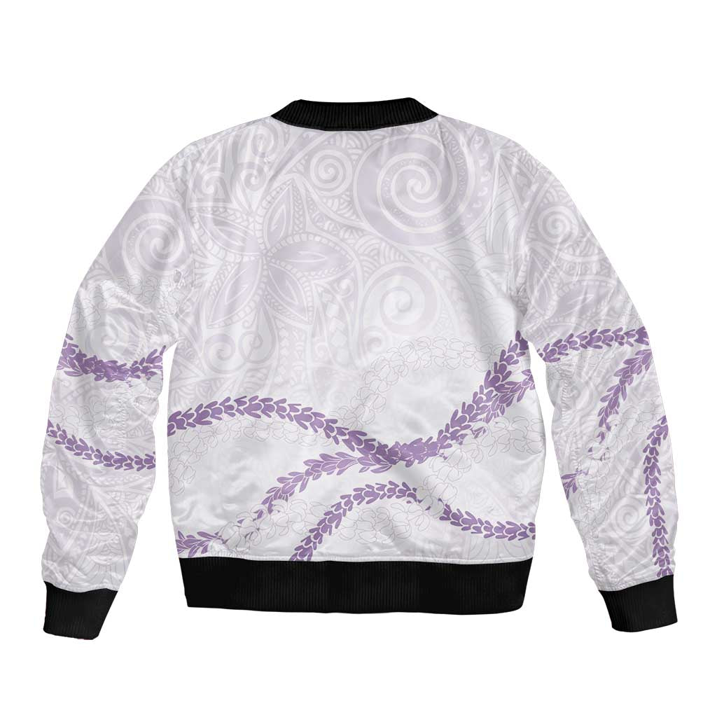 Aloha Lei Mikioi Sleeve Zip Bomber Jacket Purple Polynesian Tribal Tatau Pattern LT9 - Polynesian Pride