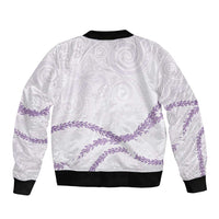 Aloha Lei Mikioi Sleeve Zip Bomber Jacket Purple Polynesian Tribal Tatau Pattern LT9 - Polynesian Pride