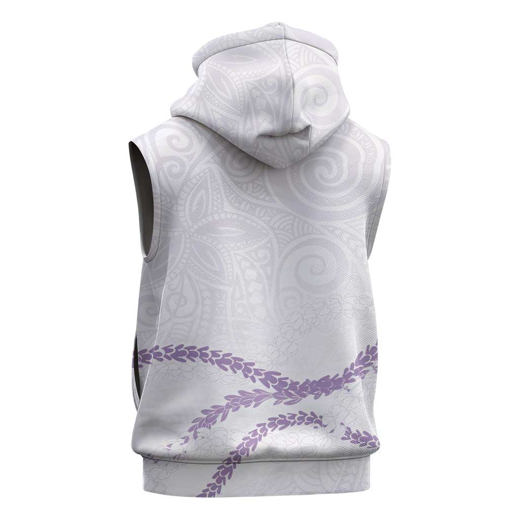Aloha Lei Mikioi Sleeveless Zip Hoodie Purple Polynesian Tribal Tatau Pattern LT9