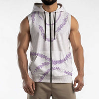Aloha Lei Mikioi Sleeveless Zip Hoodie Purple Polynesian Tribal Tatau Pattern LT9