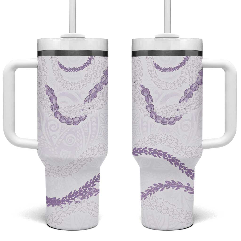 Aloha Lei Mikioi Tumbler With Handle Purple Polynesian Tribal Tatau Pattern