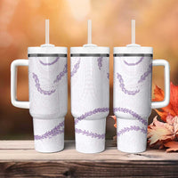 Aloha Lei Mikioi Tumbler With Handle Purple Polynesian Tribal Tatau Pattern