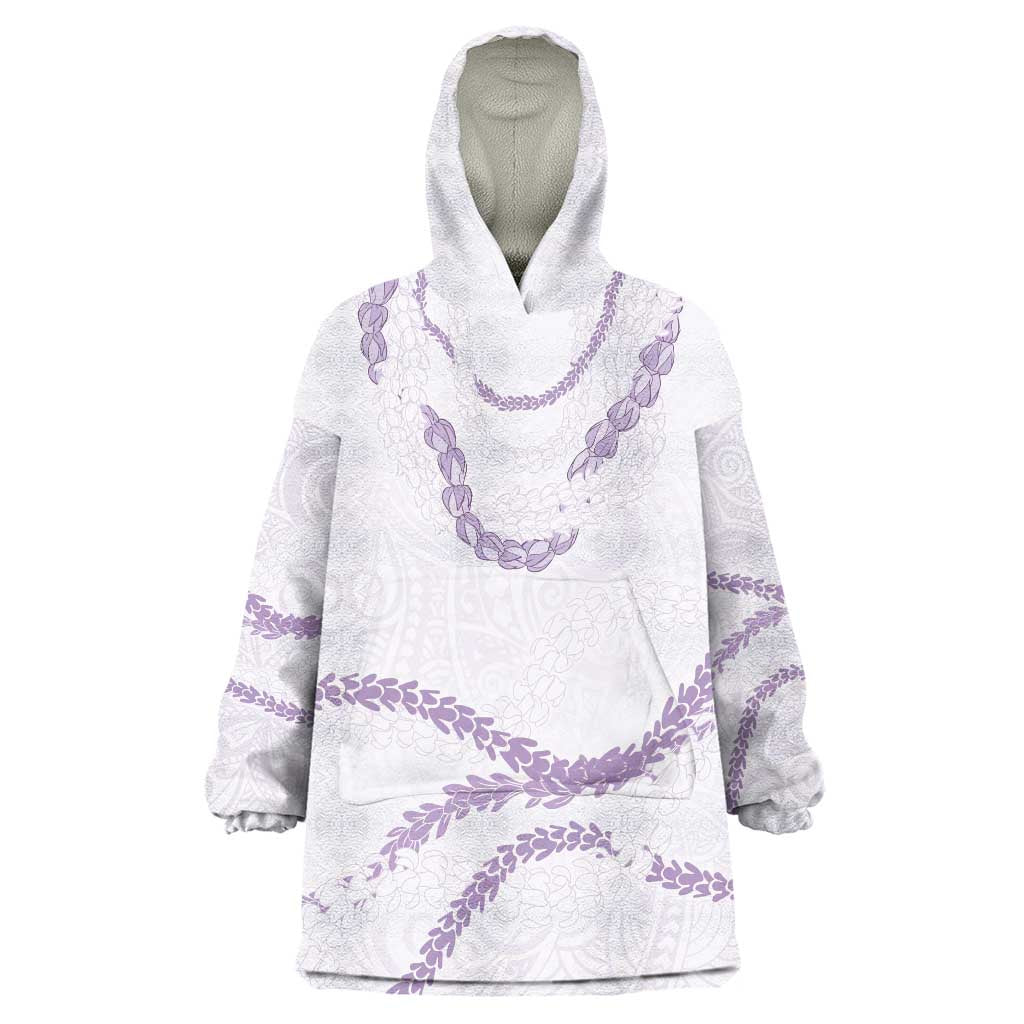 Aloha Lei Mikioi Wearable Blanket Hoodie Purple Polynesian Tribal Tatau Pattern