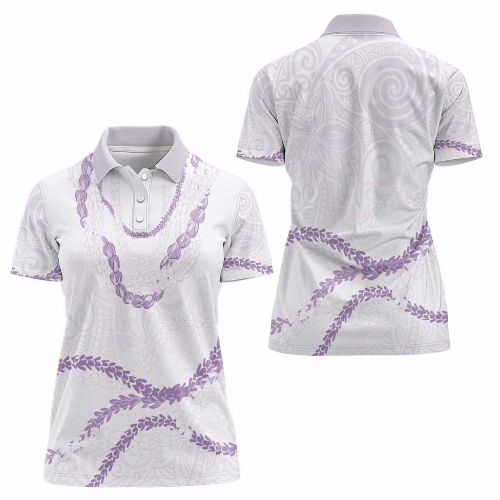 Aloha Lei Mikioi Women Polo Shirt Purple Polynesian Tribal Tatau Pattern