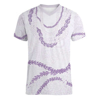 Aloha Lei Mikioi Women V-Neck T-Shirt Purple Polynesian Tribal Tatau Pattern