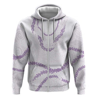 Aloha Lei Mikioi Zip Hoodie Purple Polynesian Tribal Tatau Pattern