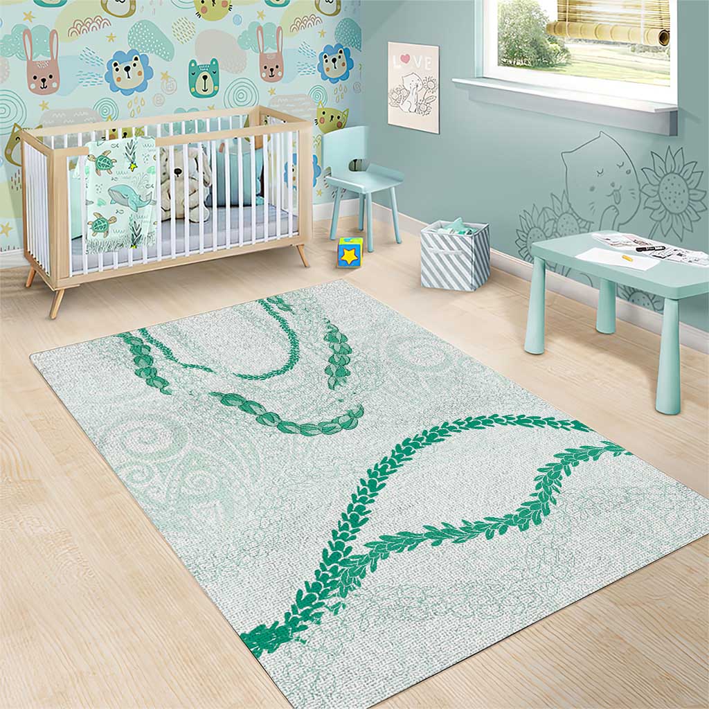Aloha Lei Mikioi Area Rug Sage Green Polynesian Tribal Tatau Pattern
