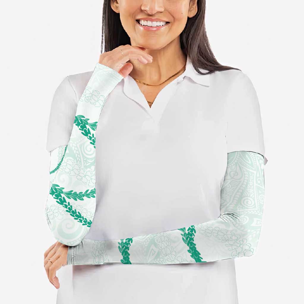 Aloha Lei Mikioi Arm Sleeves Sage Green Polynesian Tribal Tatau Pattern - Polynesian Pride
