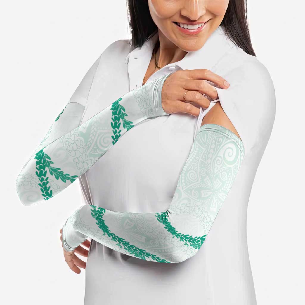 Aloha Lei Mikioi Arm Sleeves Sage Green Polynesian Tribal Tatau Pattern - Polynesian Pride