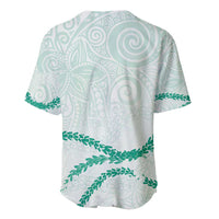 Aloha Lei Mikioi Baseball Jersey Sage Green Polynesian Tribal Tatau Pattern