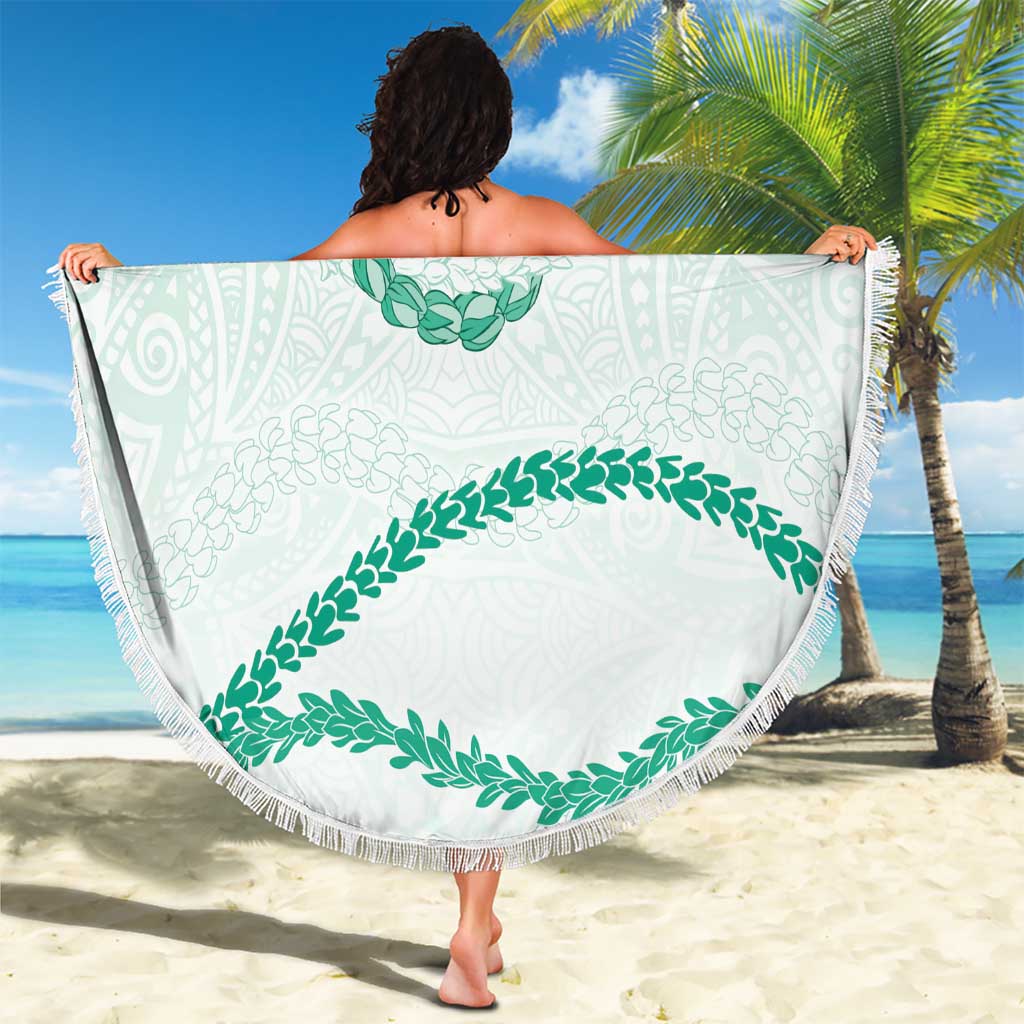 Aloha Lei Mikioi Beach Blanket Sage Green Polynesian Tribal Tatau Pattern