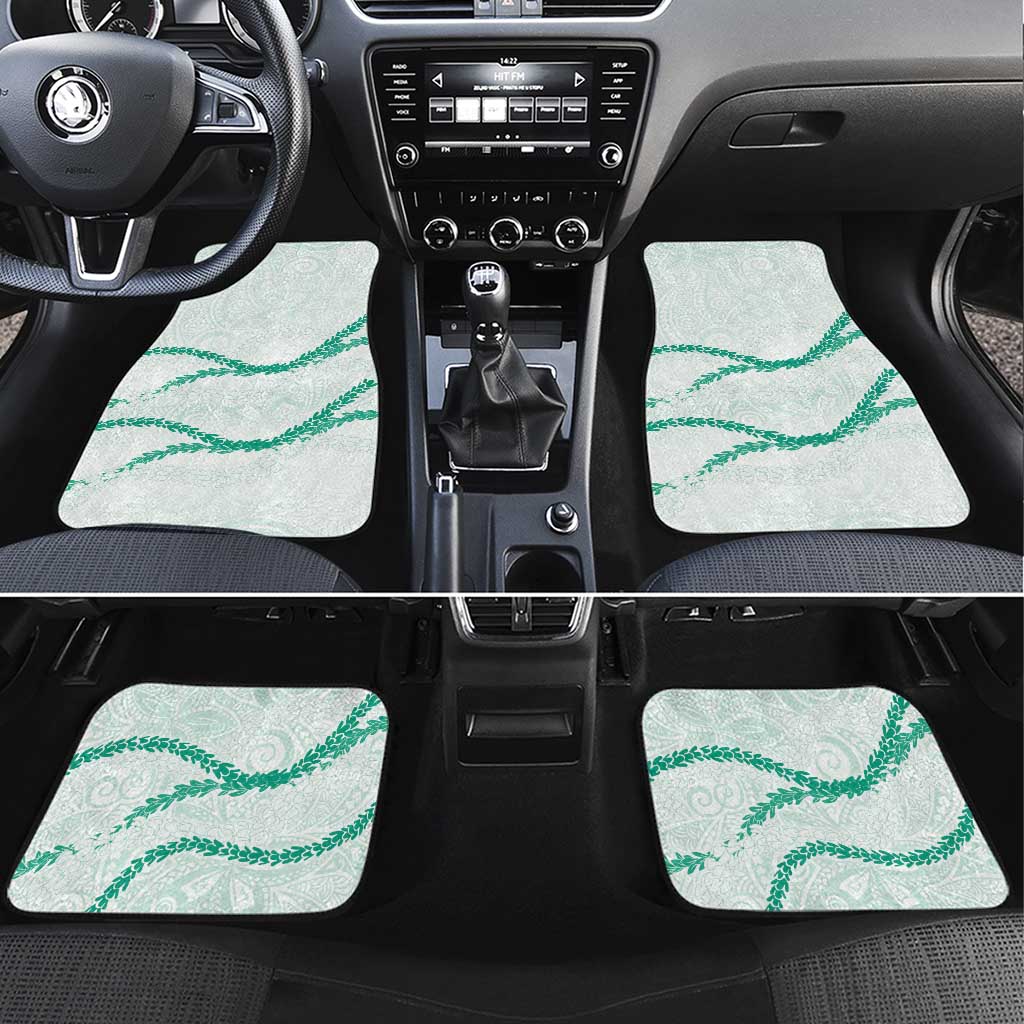 Aloha Lei Mikioi Car Mats Sage Green Polynesian Tribal Tatau Pattern