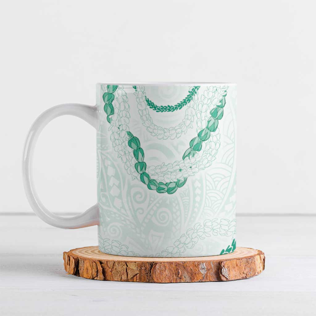 Aloha Lei Mikioi Ceramic Mug Sage Green Polynesian Tribal Tatau Pattern - Polynesian Pride