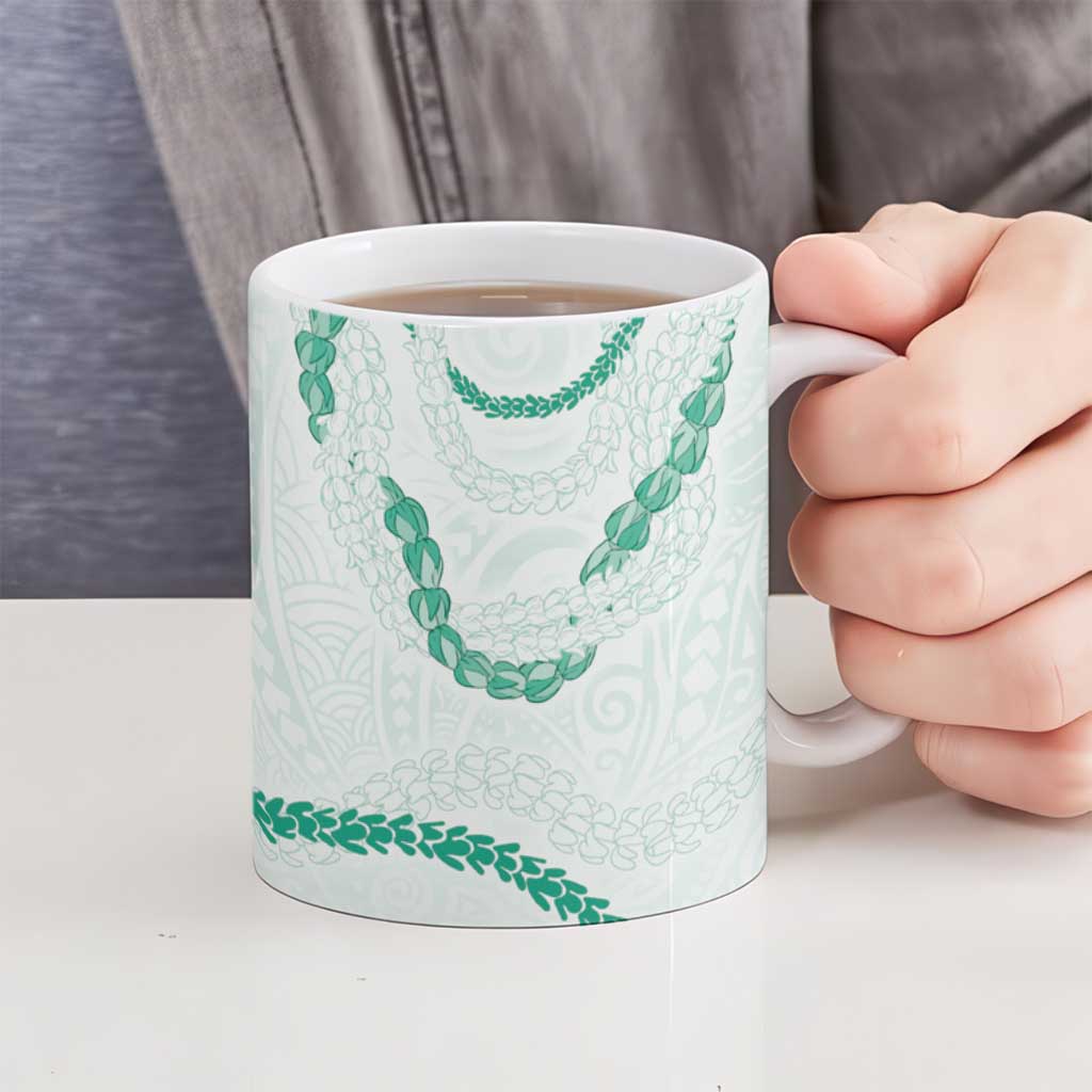 Aloha Lei Mikioi Ceramic Mug Sage Green Polynesian Tribal Tatau Pattern - Polynesian Pride
