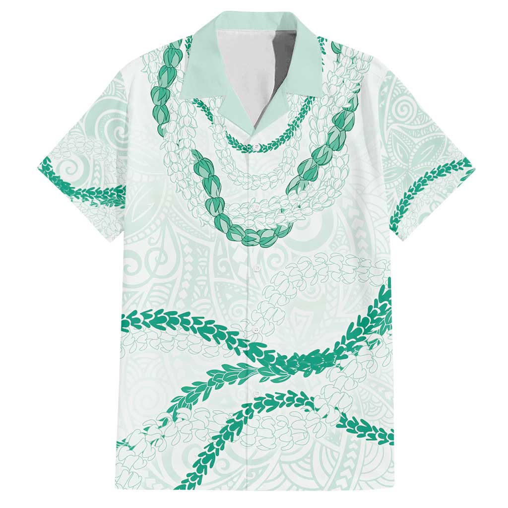 Aloha Lei Mikioi Family Matching Off Shoulder Short Dress and Hawaiian Shirt Sage Green Polynesian Tribal Tatau Pattern
