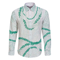 Aloha Lei Mikioi Family Matching Short Sleeve Bodycon Dress and Hawaiian Shirt Sage Green Polynesian Tribal Tatau Pattern LT9 Dad's Shirt - Long Sleeve Green - Polynesian Pride