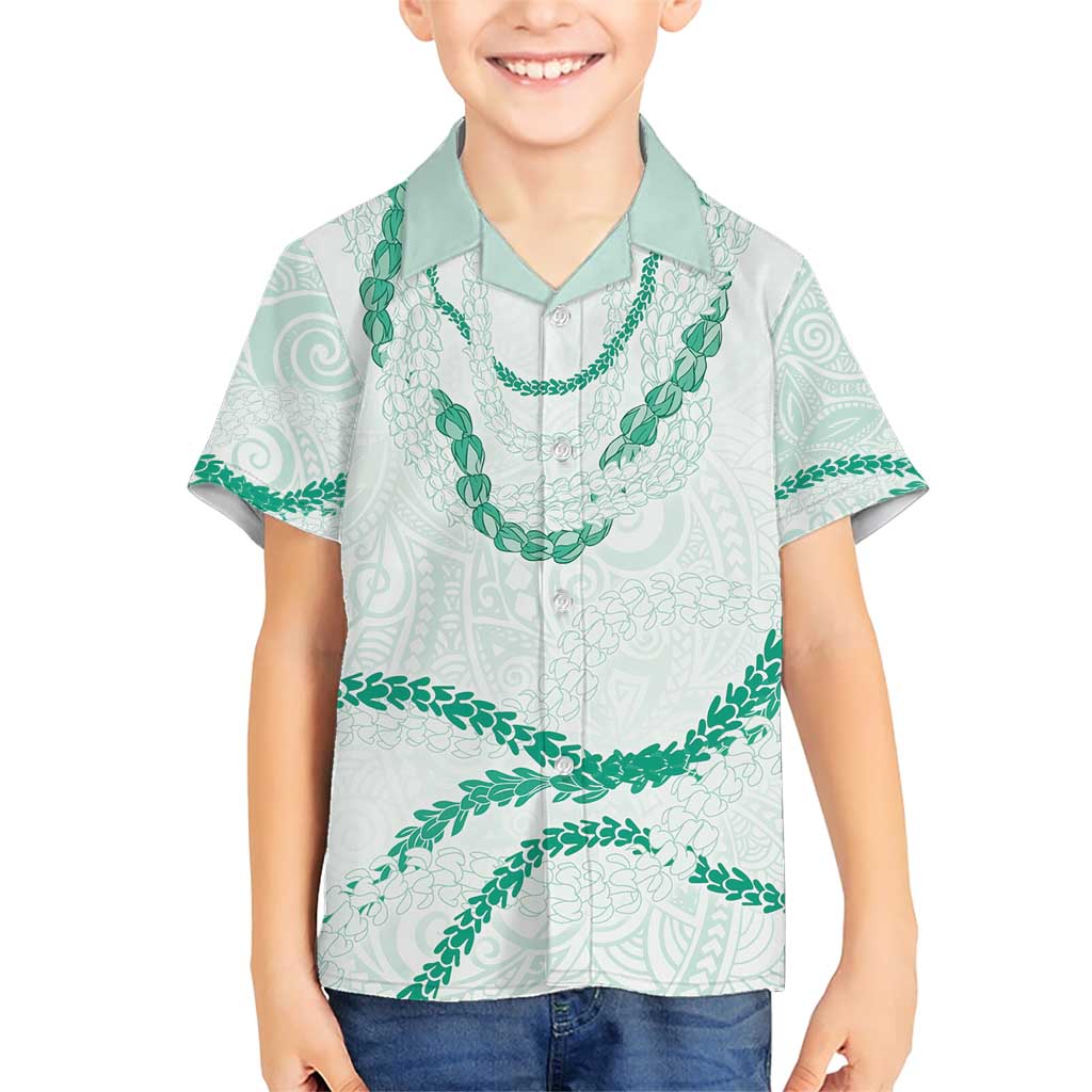 Aloha Lei Mikioi Family Matching Short Sleeve Bodycon Dress and Hawaiian Shirt Sage Green Polynesian Tribal Tatau Pattern LT9 Son's Shirt Green - Polynesian Pride