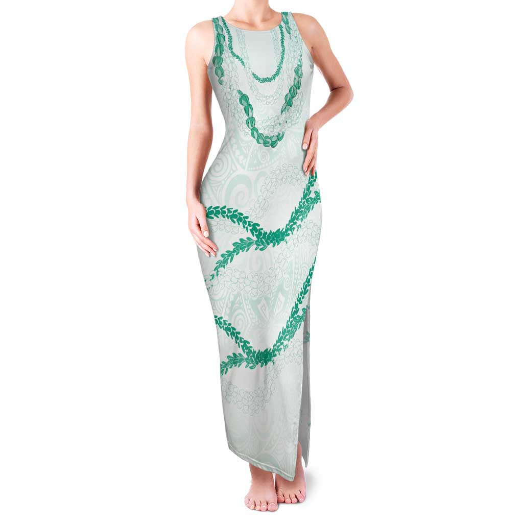 Aloha Lei Mikioi Family Matching Tank Maxi Dress and Hawaiian Shirt Sage Green Polynesian Tribal Tatau Pattern