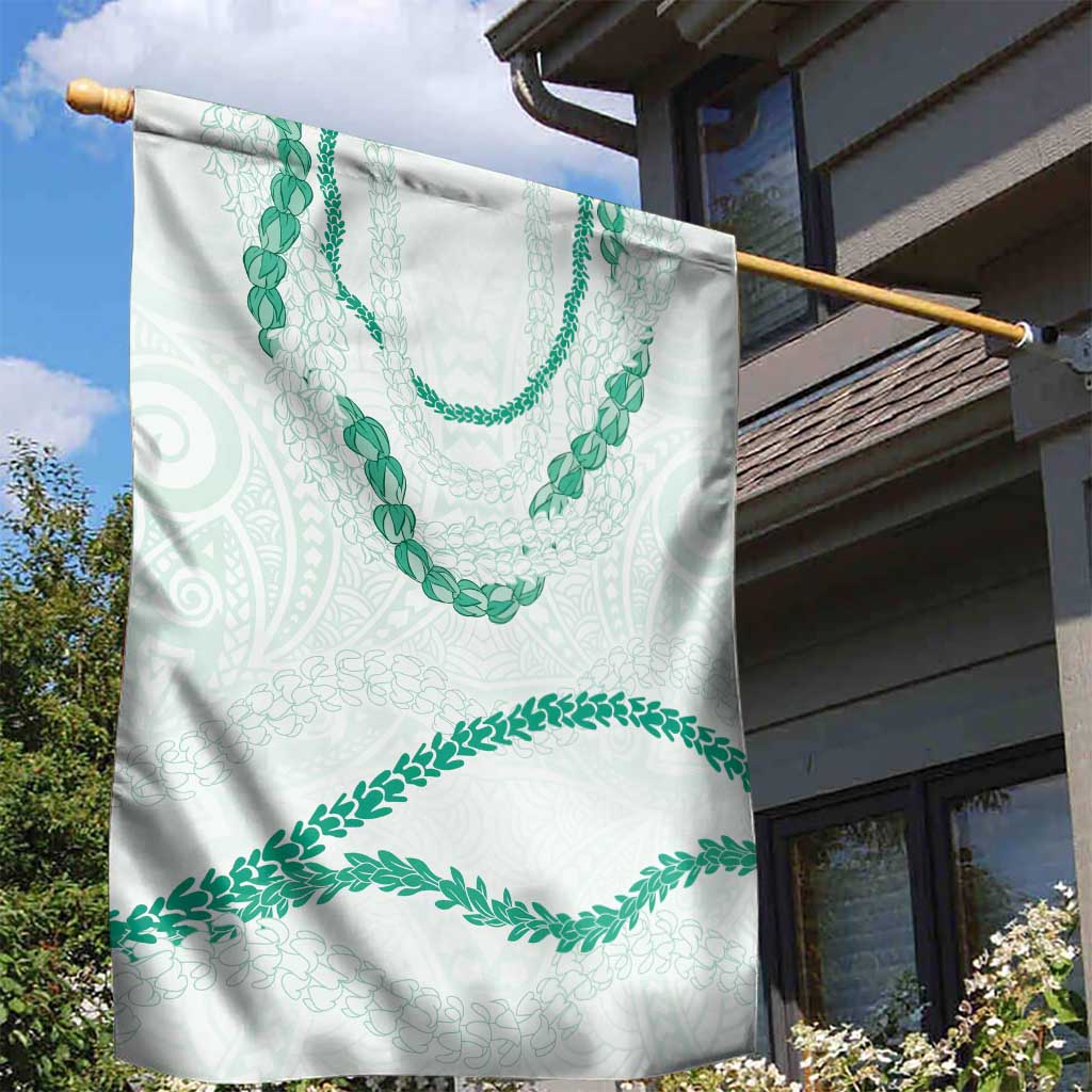 Aloha Lei Mikioi Garden Flag Sage Green Polynesian Tribal Tatau Pattern
