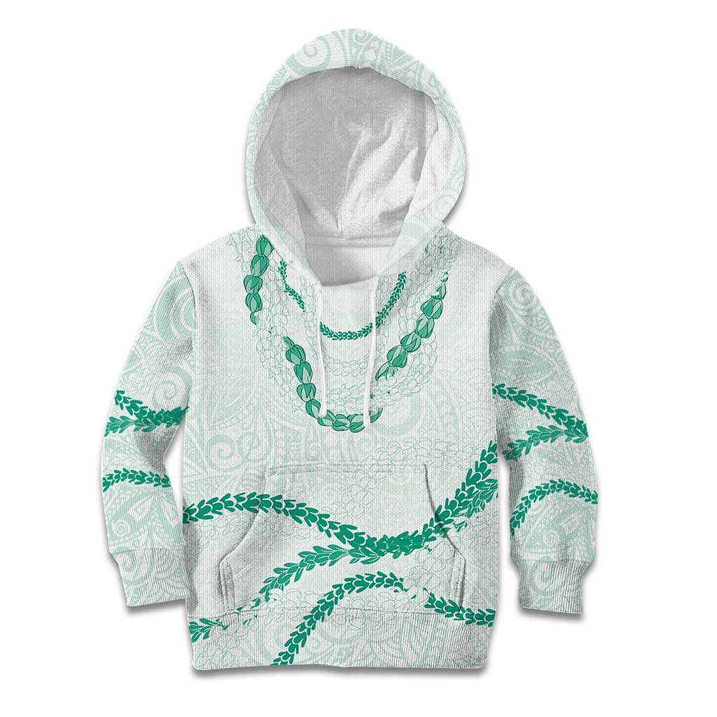 Aloha Lei Mikioi Kid Hoodie Sage Green Polynesian Tribal Tatau Pattern