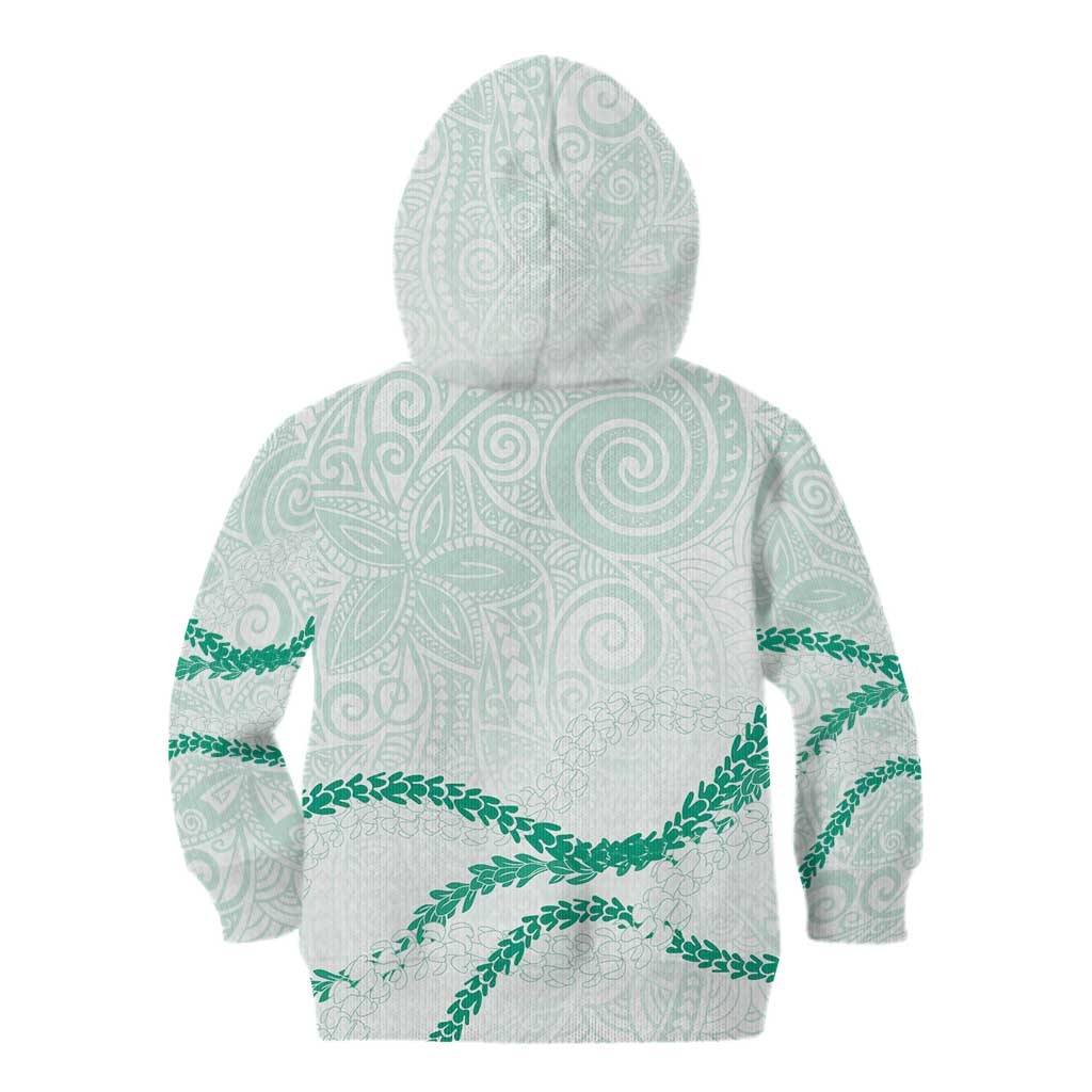 Aloha Lei Mikioi Kid Hoodie Sage Green Polynesian Tribal Tatau Pattern