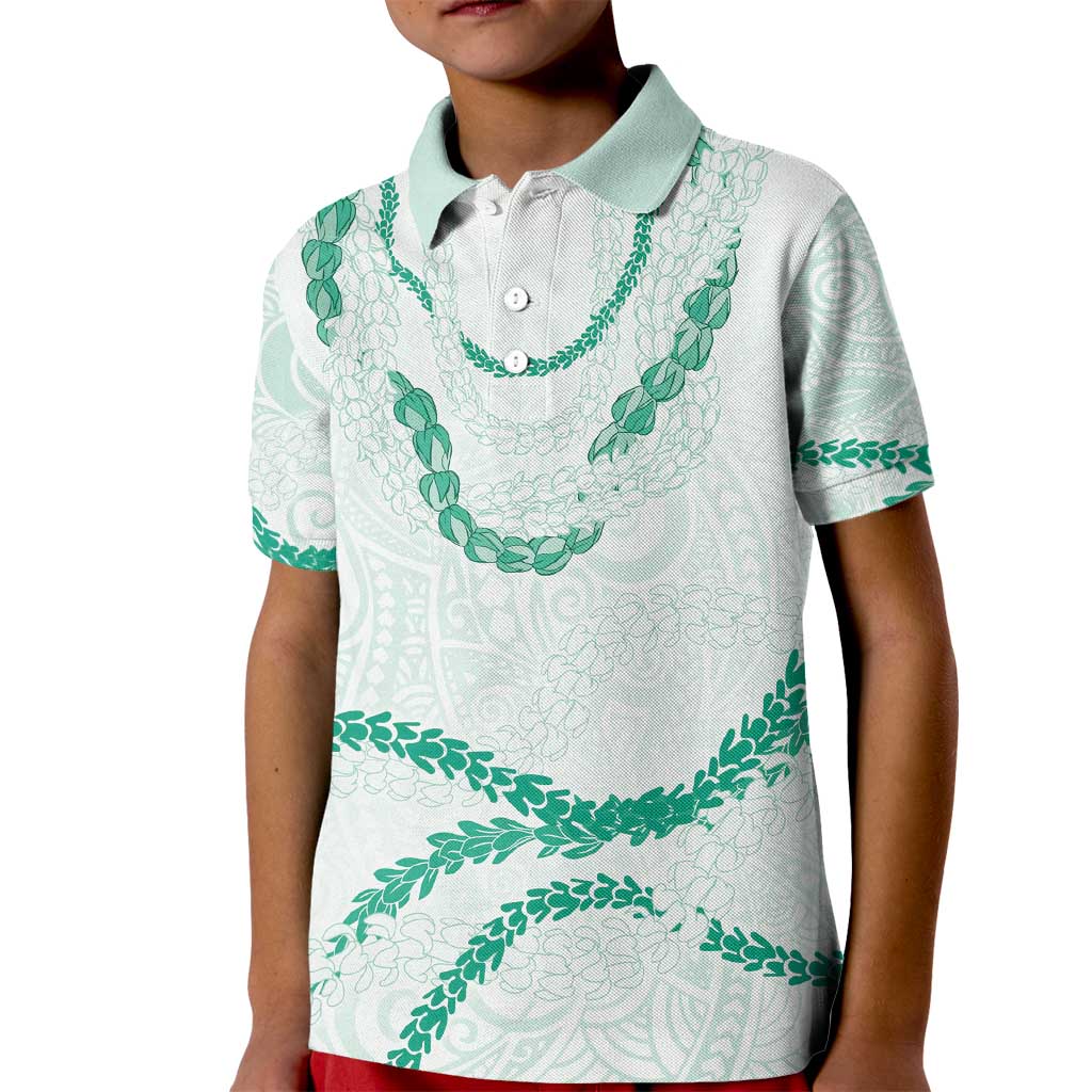 Aloha Lei Mikioi Kid Polo Shirt Sage Green Polynesian Tribal Tatau Pattern LT9 Kid Green - Polynesian Pride