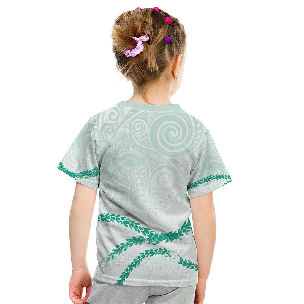 Aloha Lei Mikioi Kid T Shirt Sage Green Polynesian Tribal Tatau Pattern
