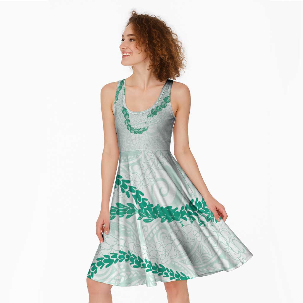 Aloha Lei Mikioi Midi Dress Sage Green Polynesian Tribal Tatau Pattern - Polynesian Pride