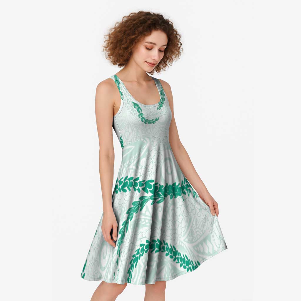 Aloha Lei Mikioi Midi Dress Sage Green Polynesian Tribal Tatau Pattern - Polynesian Pride
