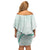 Aloha Lei Mikioi Off Shoulder Short Dress Sage Green Polynesian Tribal Tatau Pattern