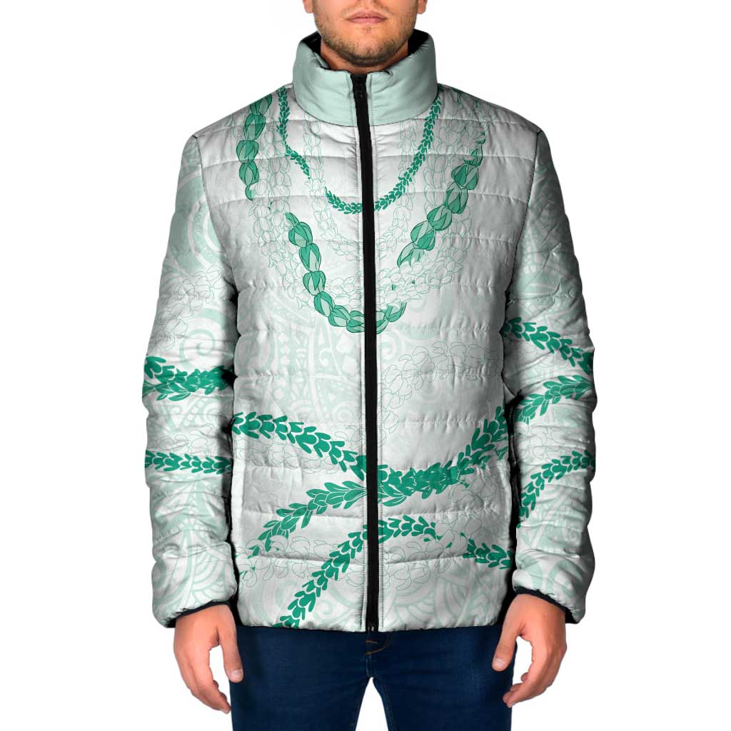 Aloha Lei Mikioi Padded Jacket Sage Green Polynesian Tribal Tatau Pattern - Polynesian Pride