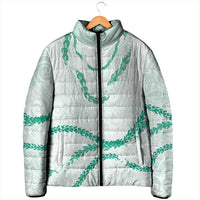 Aloha Lei Mikioi Padded Jacket Sage Green Polynesian Tribal Tatau Pattern - Polynesian Pride