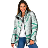 Aloha Lei Mikioi Padded Jacket Sage Green Polynesian Tribal Tatau Pattern - Polynesian Pride