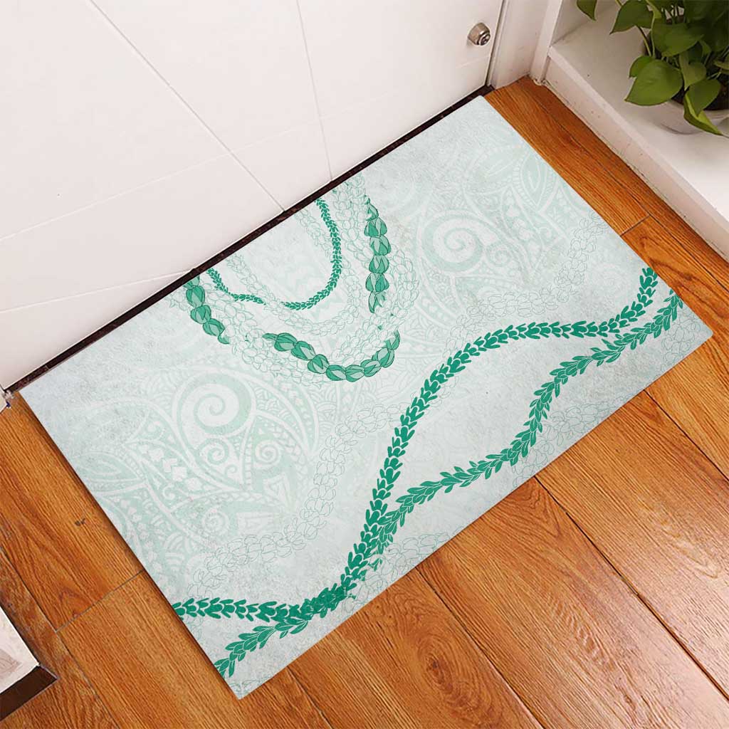 Aloha Lei Mikioi Rubber Doormat Sage Green Polynesian Tribal Tatau Pattern LT9 - Polynesian Pride