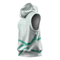 Aloha Lei Mikioi Sleeveless Hoodie Sage Green Polynesian Tribal Tatau Pattern - Polynesian Pride