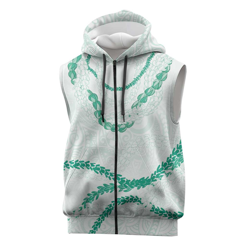 Aloha Lei Mikioi Sleeveless Zip Hoodie Sage Green Polynesian Tribal Tatau Pattern LT9 Green - Polynesian Pride