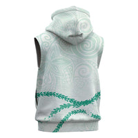 Aloha Lei Mikioi Sleeveless Zip Hoodie Sage Green Polynesian Tribal Tatau Pattern - Polynesian Pride