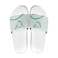 Aloha Lei Mikioi Slide Sandals Sage Green Polynesian Tribal Tatau Pattern - Polynesian Pride