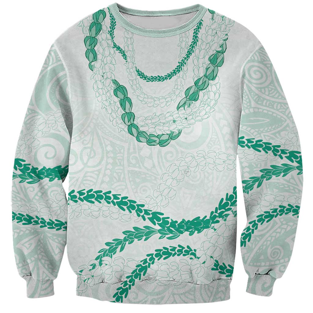 Aloha Lei Mikioi Sweatshirt Sage Green Polynesian Tribal Tatau Pattern