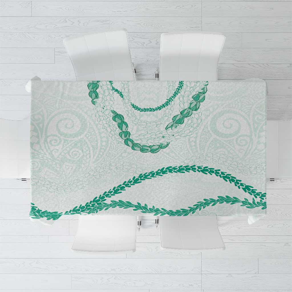 Aloha Lei Mikioi Tablecloth Sage Green Polynesian Tribal Tatau Pattern
