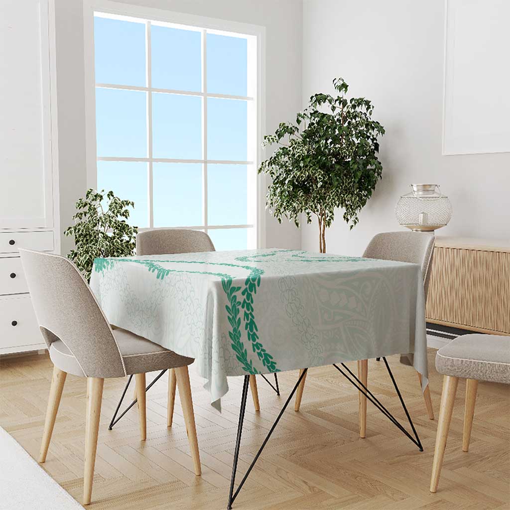 Aloha Lei Mikioi Tablecloth Sage Green Polynesian Tribal Tatau Pattern