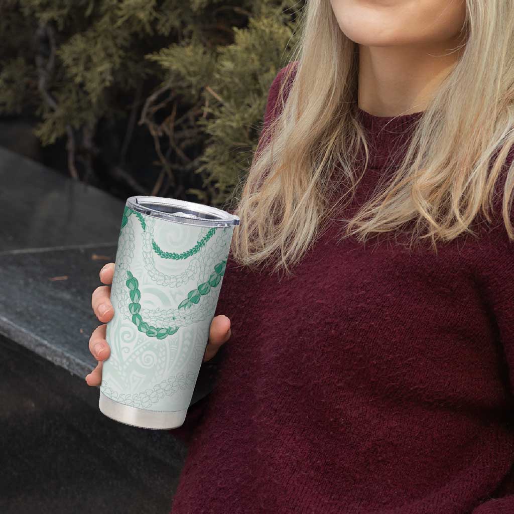 Aloha Lei Mikioi Tumbler Cup Sage Green Polynesian Tribal Tatau Pattern LT9 - Polynesian Pride