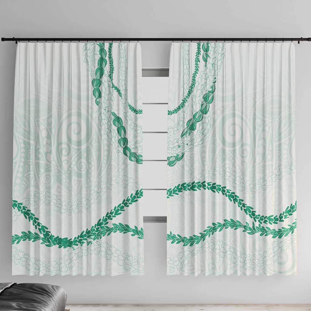 Aloha Lei Mikioi Window Curtain Sage Green Polynesian Tribal Tatau Pattern LT9 With Hooks Green - Polynesian Pride