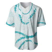 Aloha Lei Mikioi Baseball Jersey Teal Polynesian Tribal Tatau Pattern