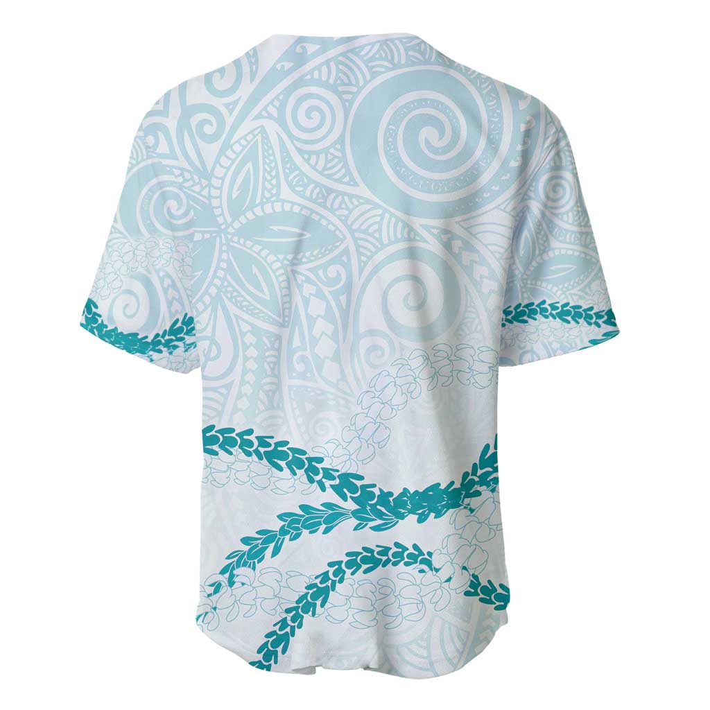Aloha Lei Mikioi Baseball Jersey Teal Polynesian Tribal Tatau Pattern