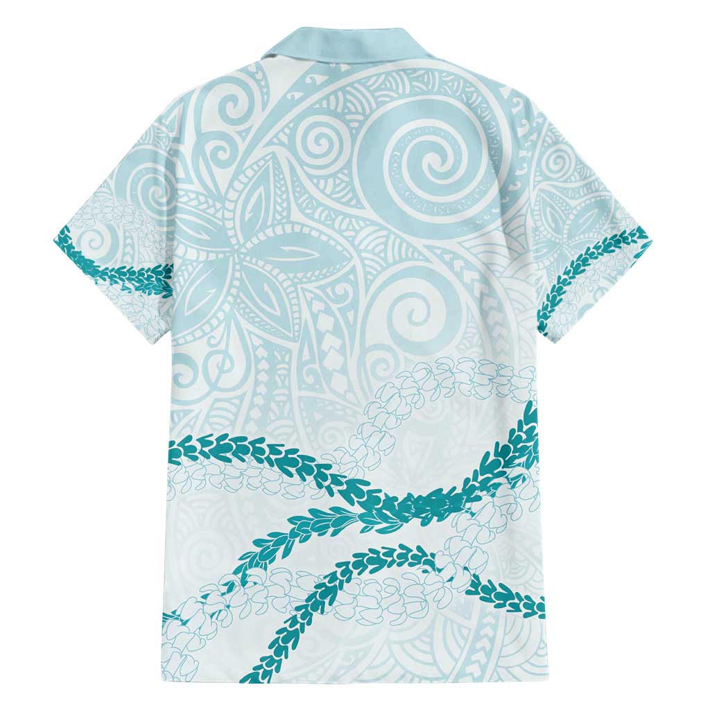 Aloha Lei Mikioi Family Matching Long Sleeve Bodycon Dress and Hawaiian Shirt Teal Polynesian Tribal Tatau Pattern LT9 - Polynesian Pride