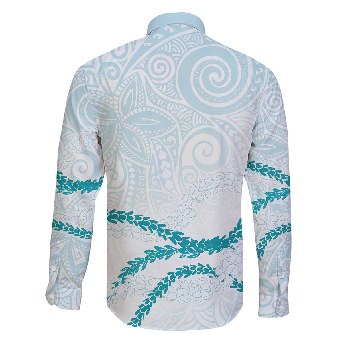 Aloha Lei Mikioi Family Matching Off The Shoulder Long Sleeve Dress and Hawaiian Shirt Teal Polynesian Tribal Tatau Pattern