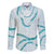 Aloha Lei Mikioi Family Matching Off Shoulder Short Dress and Hawaiian Shirt Teal Polynesian Tribal Tatau Pattern