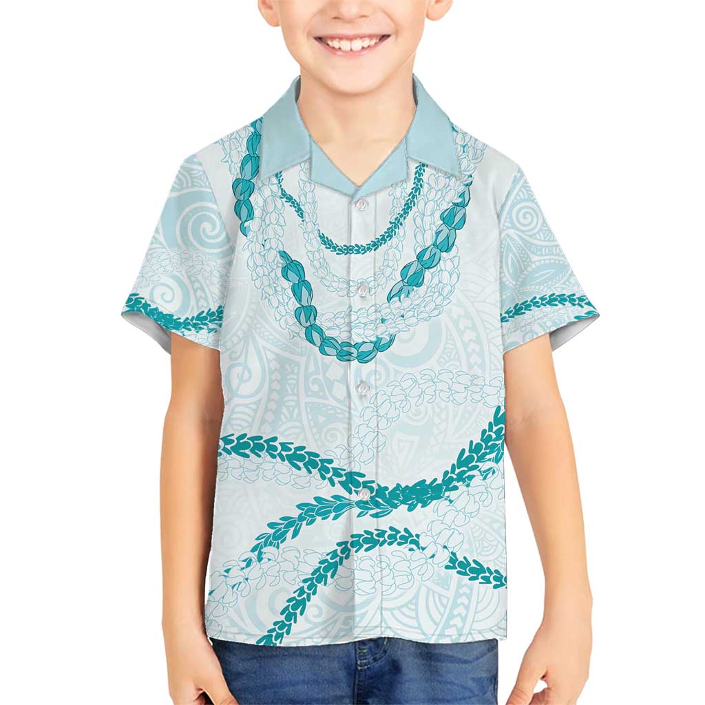 Aloha Lei Mikioi Family Matching Puletasi and Hawaiian Shirt Teal Polynesian Tribal Tatau Pattern LT9 Son's Shirt Teal - Polynesian Pride